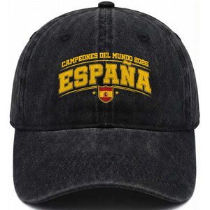 Spain Champions 2026 Washed Cotton Baseball Cap Espana Soccer Football Fan Spanish Flag