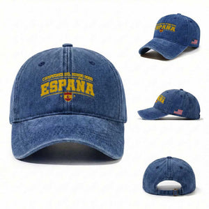 Spain Champions 2026 Washed Cotton Baseball Cap Espana Soccer Football Fan Spanish Flag