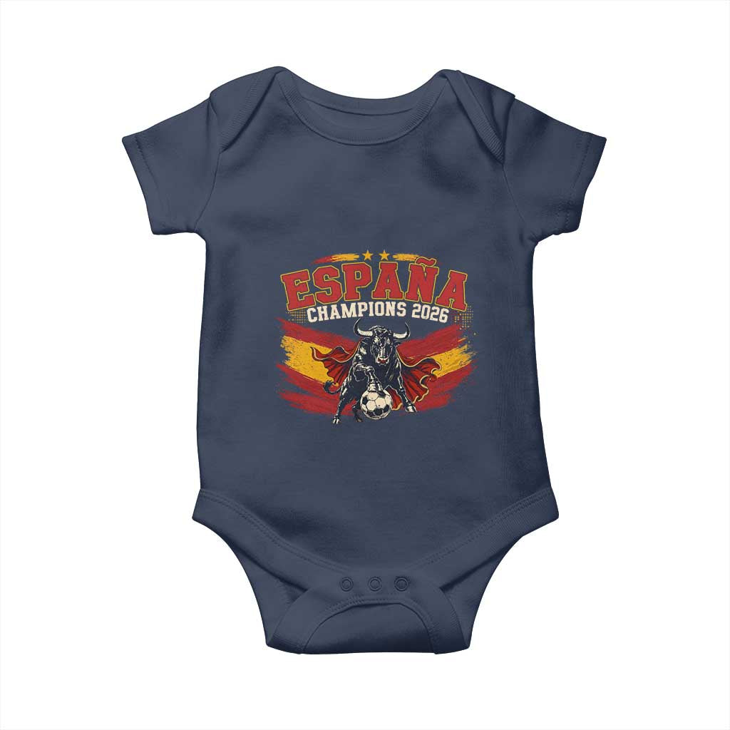 Spain Champions 2026 Baby Onesie Espana Soccer Fan Spanish Flag Bull