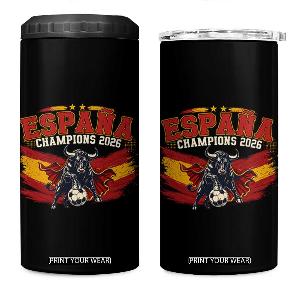 Spain Champions 2026 4 in 1 Can Cooler Tumbler Espana Soccer Fan Spanish Flag Bull