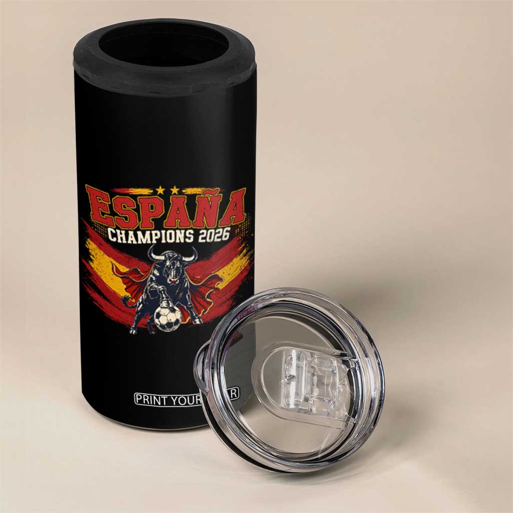 Spain Champions 2026 4 in 1 Can Cooler Tumbler Espana Soccer Fan Spanish Flag Bull