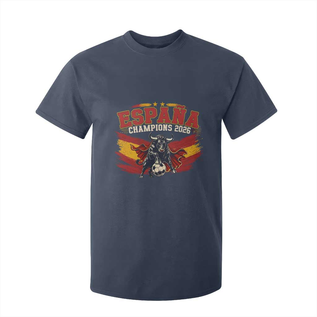 Spain Champions 2026 T Shirt For Kid Espana Soccer Fan Spanish Flag Bull