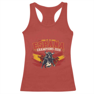 Spain Champions 2026 Racerback Tank Top Espana Soccer Fan Spanish Flag Bull