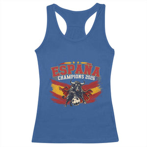 Spain Champions 2026 Racerback Tank Top Espana Soccer Fan Spanish Flag Bull