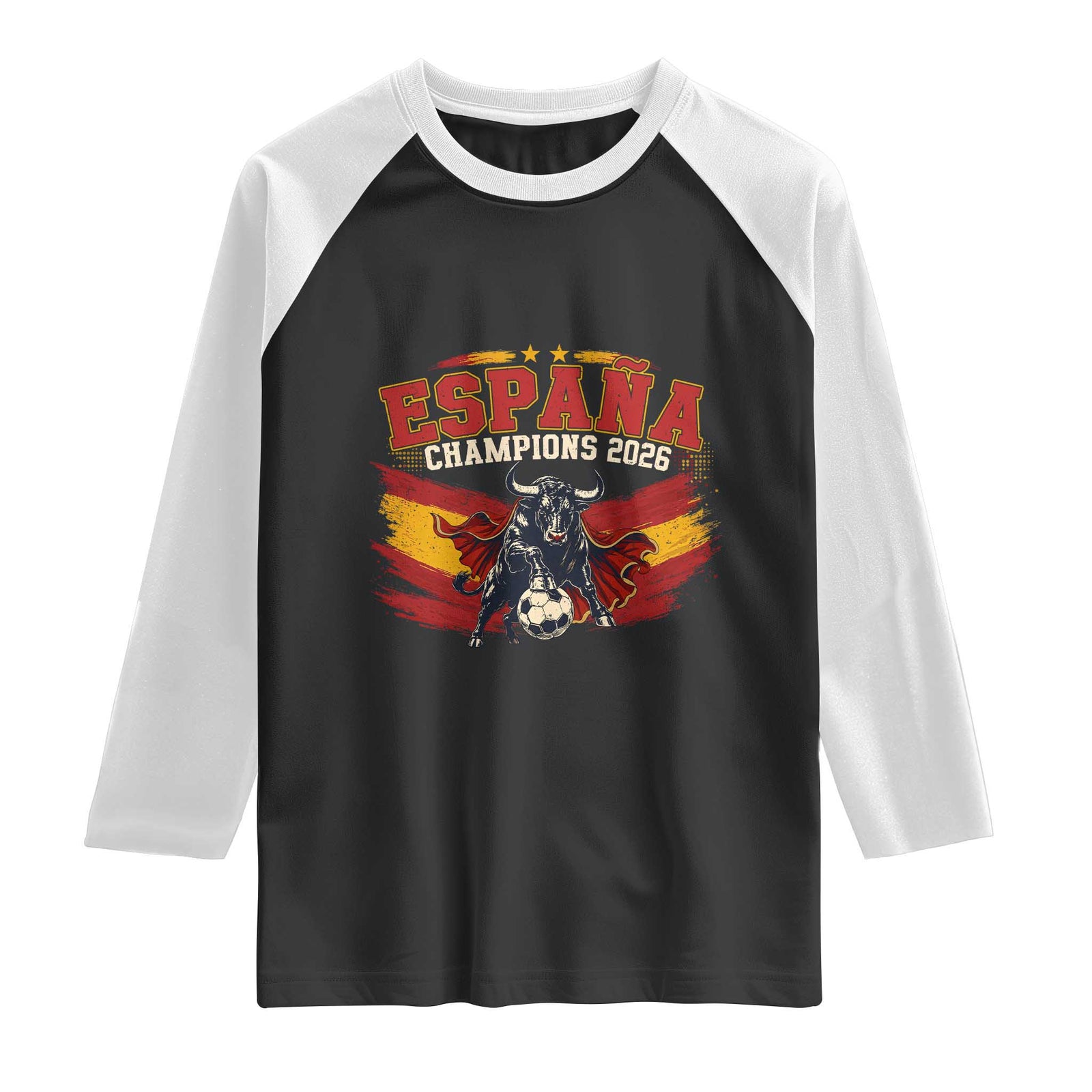 Spain Champions 2026 Raglan Shirt Espana Soccer Fan Spanish Flag Bull