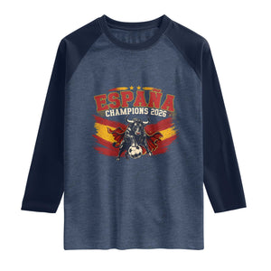 Spain Champions 2026 Raglan Shirt Espana Soccer Fan Spanish Flag Bull