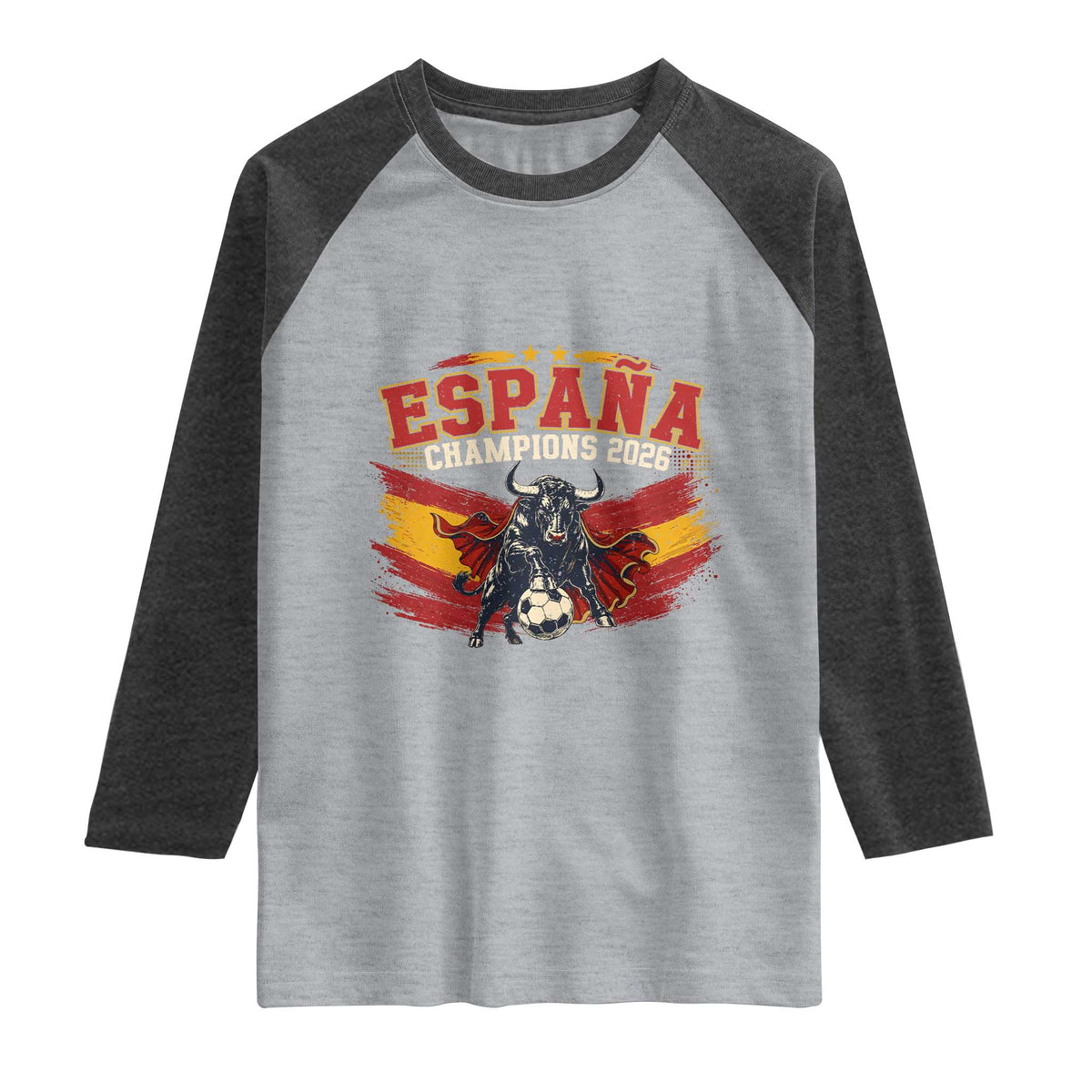 Spain Champions 2026 Raglan Shirt Espana Soccer Fan Spanish Flag Bull