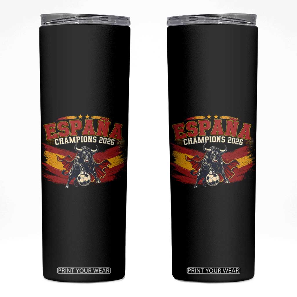 Spain Champions 2026 Skinny Tumbler Espana Soccer Fan Spanish Flag Bull