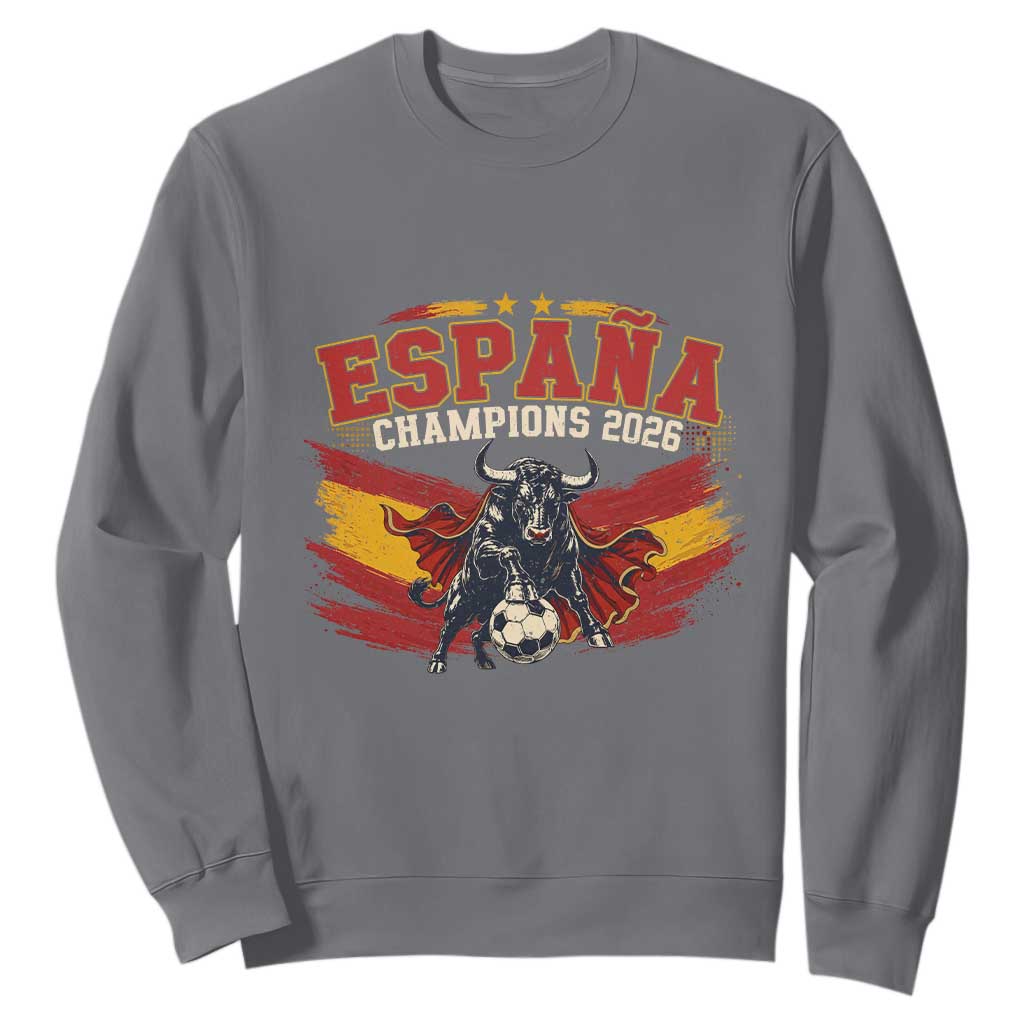 Spain Champions 2026 Sweatshirt Espana Soccer Fan Spanish Flag Bull