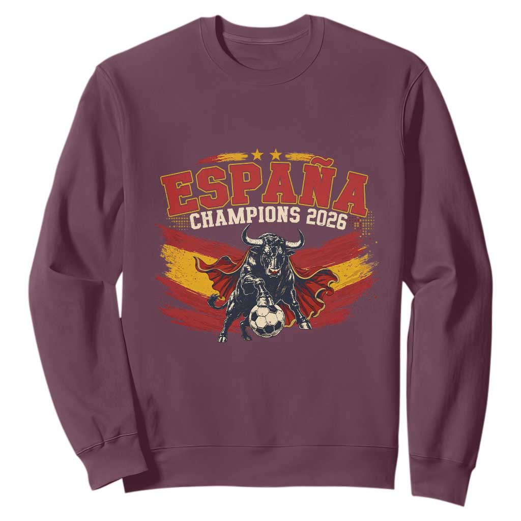 Spain Champions 2026 Sweatshirt Espana Soccer Fan Spanish Flag Bull