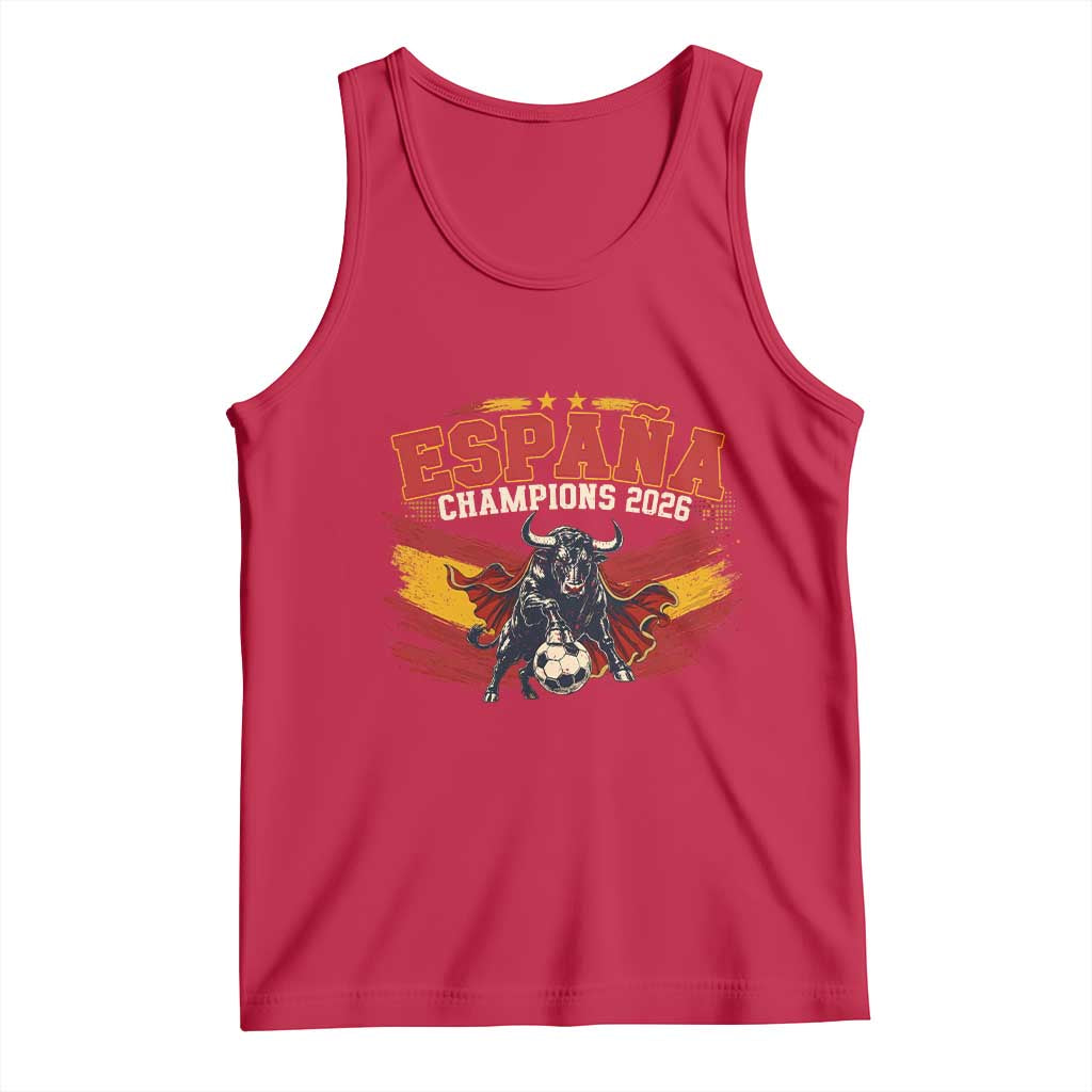 Spain Champions 2026 Tank Top Espana Soccer Fan Spanish Flag Bull