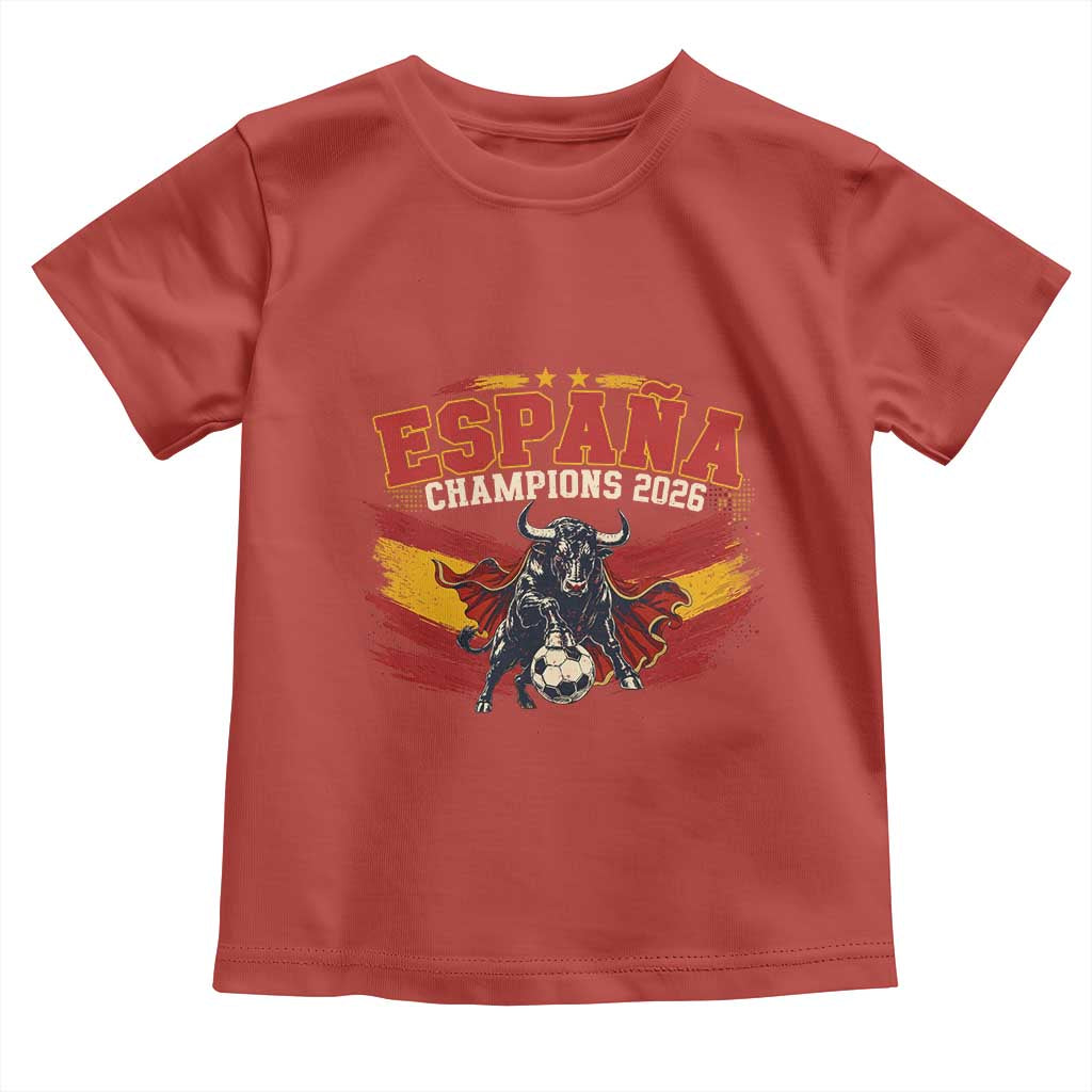 Spain Champions 2026 Toddler T Shirt Espana Soccer Fan Spanish Flag Bull
