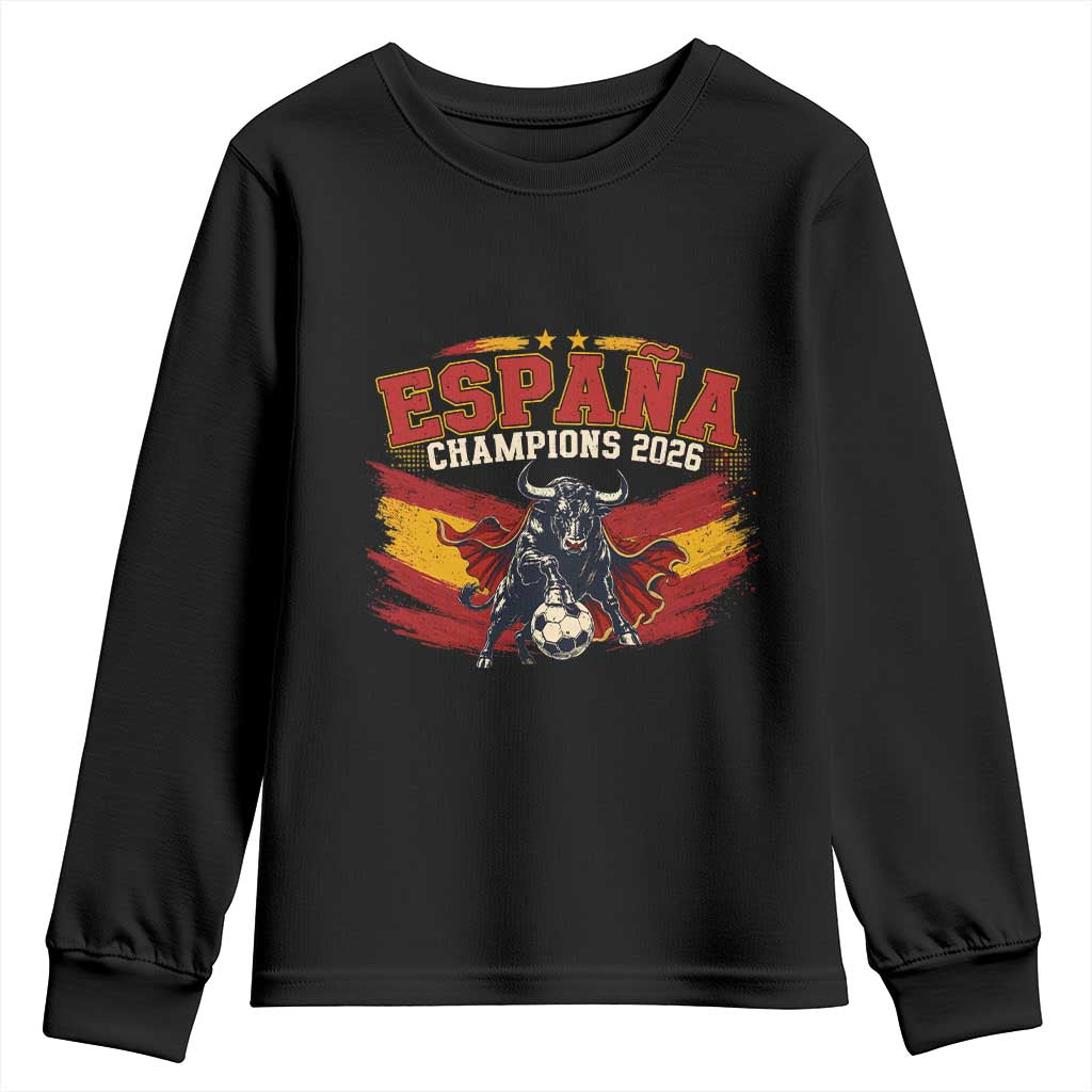 Spain Champions 2026 Youth Sweatshirt Espana Soccer Fan Spanish Flag Bull