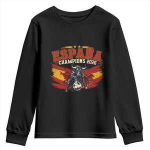 Spain Champions 2026 Youth Sweatshirt Espana Soccer Fan Spanish Flag Bull