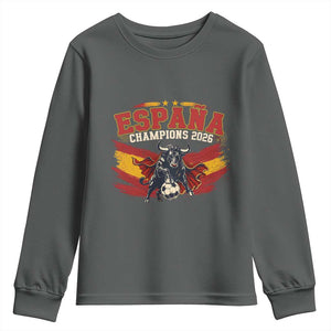 Spain Champions 2026 Youth Sweatshirt Espana Soccer Fan Spanish Flag Bull