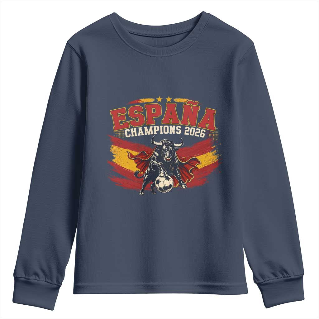 Spain Champions 2026 Youth Sweatshirt Espana Soccer Fan Spanish Flag Bull