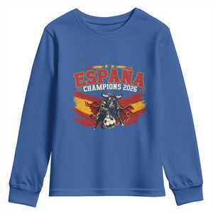 Spain Champions 2026 Youth Sweatshirt Espana Soccer Fan Spanish Flag Bull