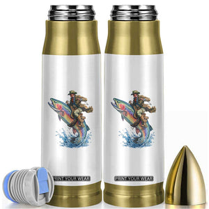 Vintage Cowboy Riding Rainbow Trout Bullet Tumbler Funny Fishing Western Rodeo TS14 White Print Your Wear