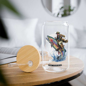 Vintage Cowboy Riding Rainbow Trout Glass Can Funny Fishing Western Rodeo TS14 Print Your Wear