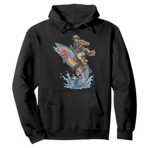 Vintage Cowboy Riding Rainbow Trout Hoodie Funny Fishing Western Rodeo TS14 Black Print Your Wear