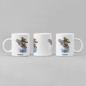 Vintage Cowboy Riding Rainbow Trout Coffee Mug Funny Fishing Western Rodeo TS14 Print Your Wear