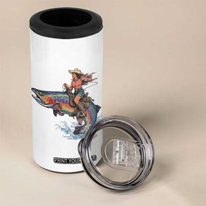 Vintage Cowgirl Riding Rainbow Trout 4 in 1 Can Cooler Tumbler Funny Fishing Western Rodeo TS14 Print Your Wear