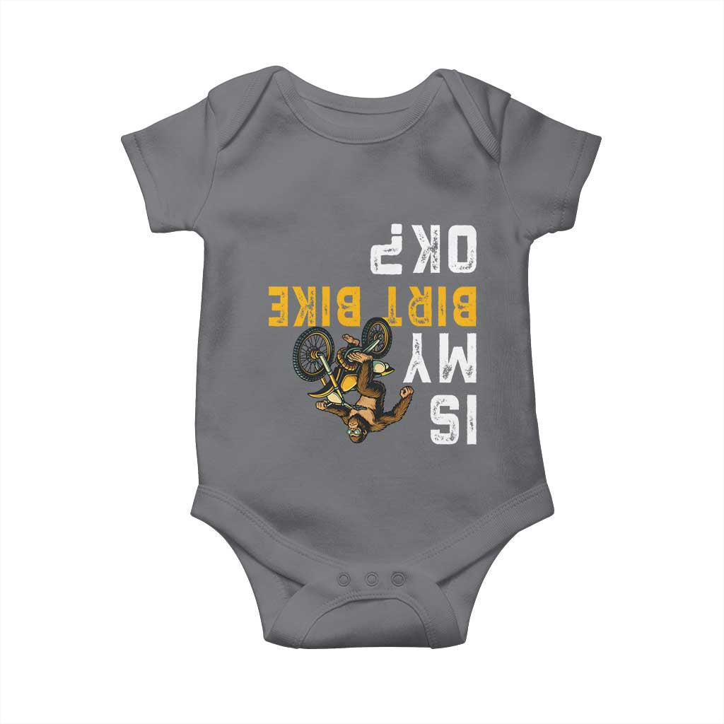 Funny Bigfoot Sasquatch Biker Baby Onesie Is My Dirt Bike OK TS14 Charcoal Print Your Wear