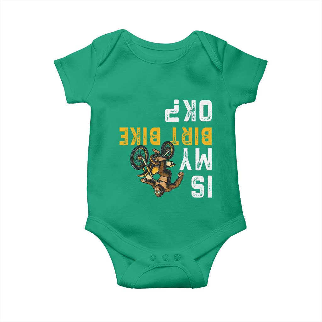 Funny Bigfoot Sasquatch Biker Baby Onesie Is My Dirt Bike OK TS14 Irish Green Print Your Wear