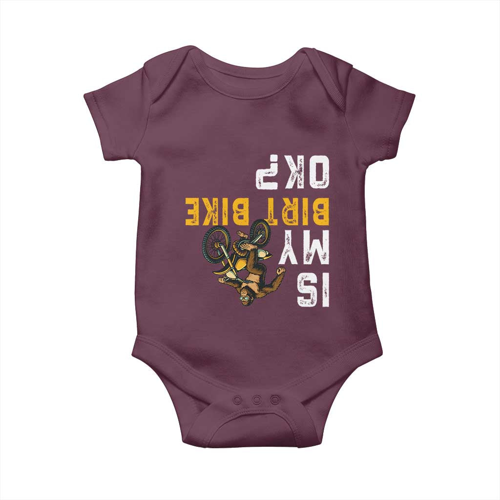 Funny Bigfoot Sasquatch Biker Baby Onesie Is My Dirt Bike OK TS14 Maroon Print Your Wear