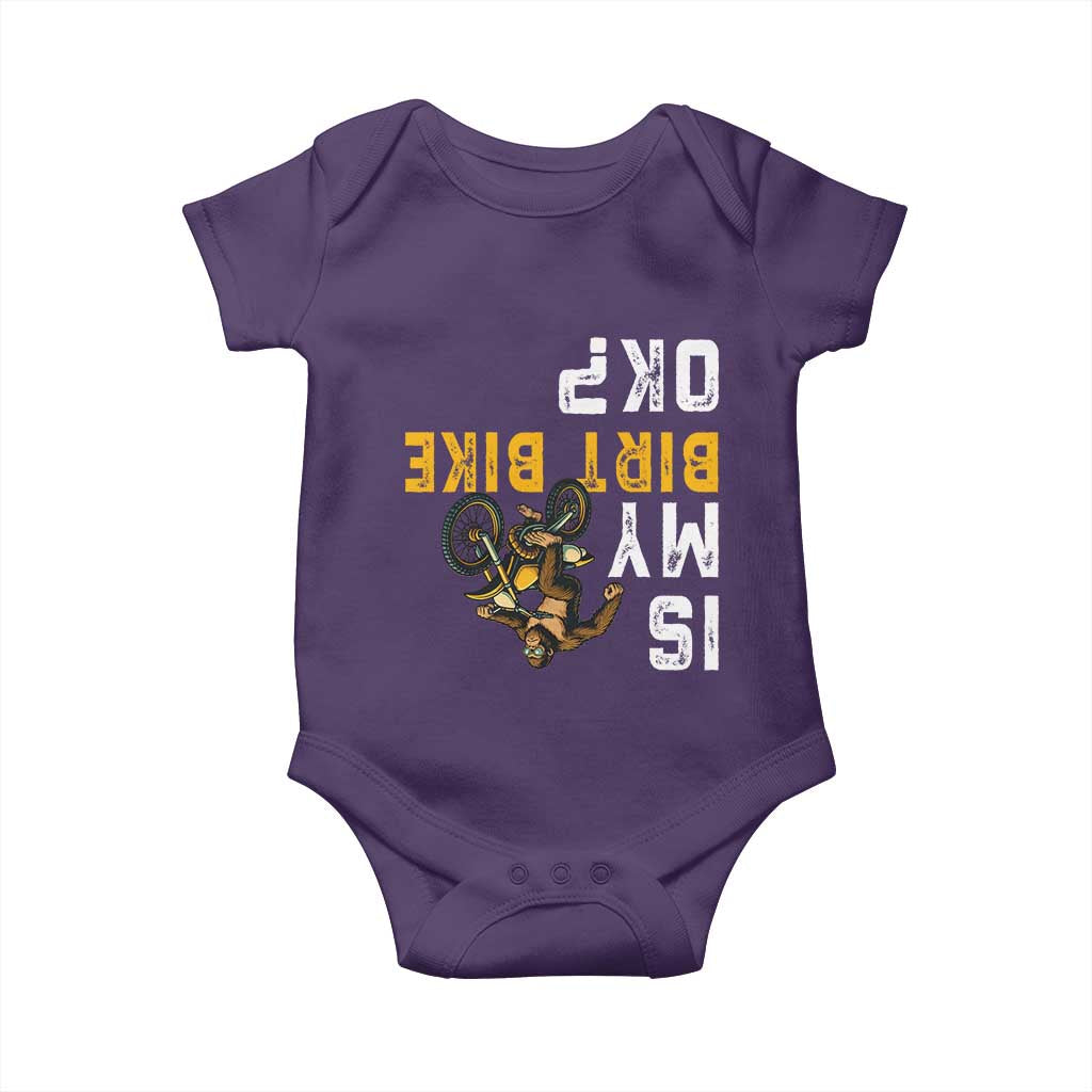 Funny Bigfoot Sasquatch Biker Baby Onesie Is My Dirt Bike OK TS14 Purple Print Your Wear