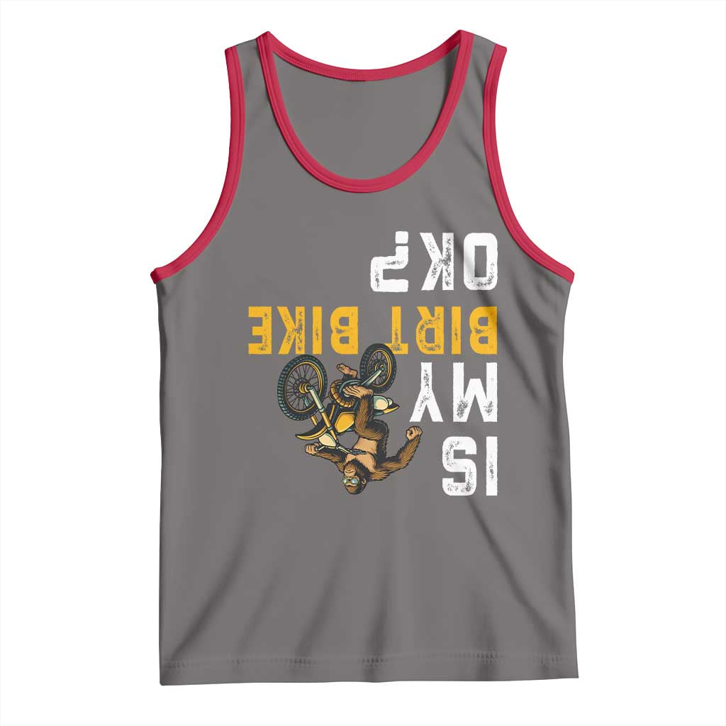 Funny Bigfoot Sasquatch Biker Tank Top Is My Dirt Bike OK TS14 Deep Heather Red Print Your Wear