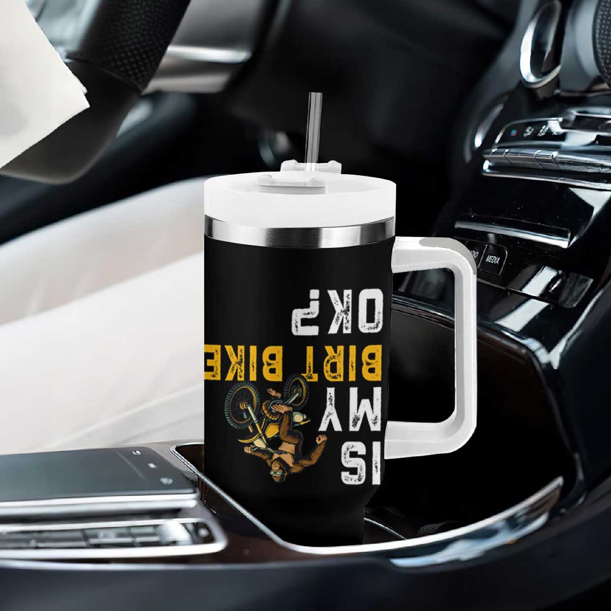 Funny Bigfoot Sasquatch Biker Tumbler With Handle Is My Dirt Bike OK TS14 Print Your Wear