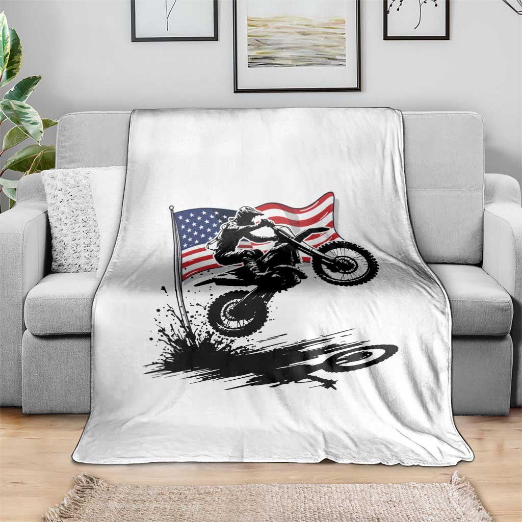 Dirt Bike American Flag Motocross Throw Blanket TS14 Print Your Wear