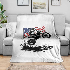 Dirt Bike American Flag Motocross Throw Blanket - Print Your Wear