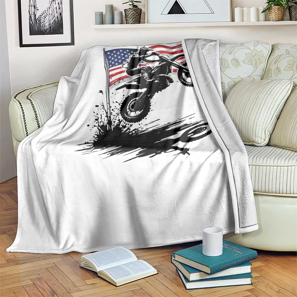 Dirt Bike American Flag Motocross Throw Blanket TS14 Print Your Wear