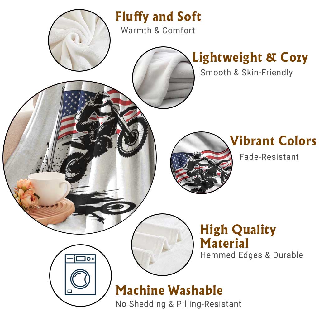 Dirt Bike American Flag Motocross Throw Blanket TS14 Print Your Wear