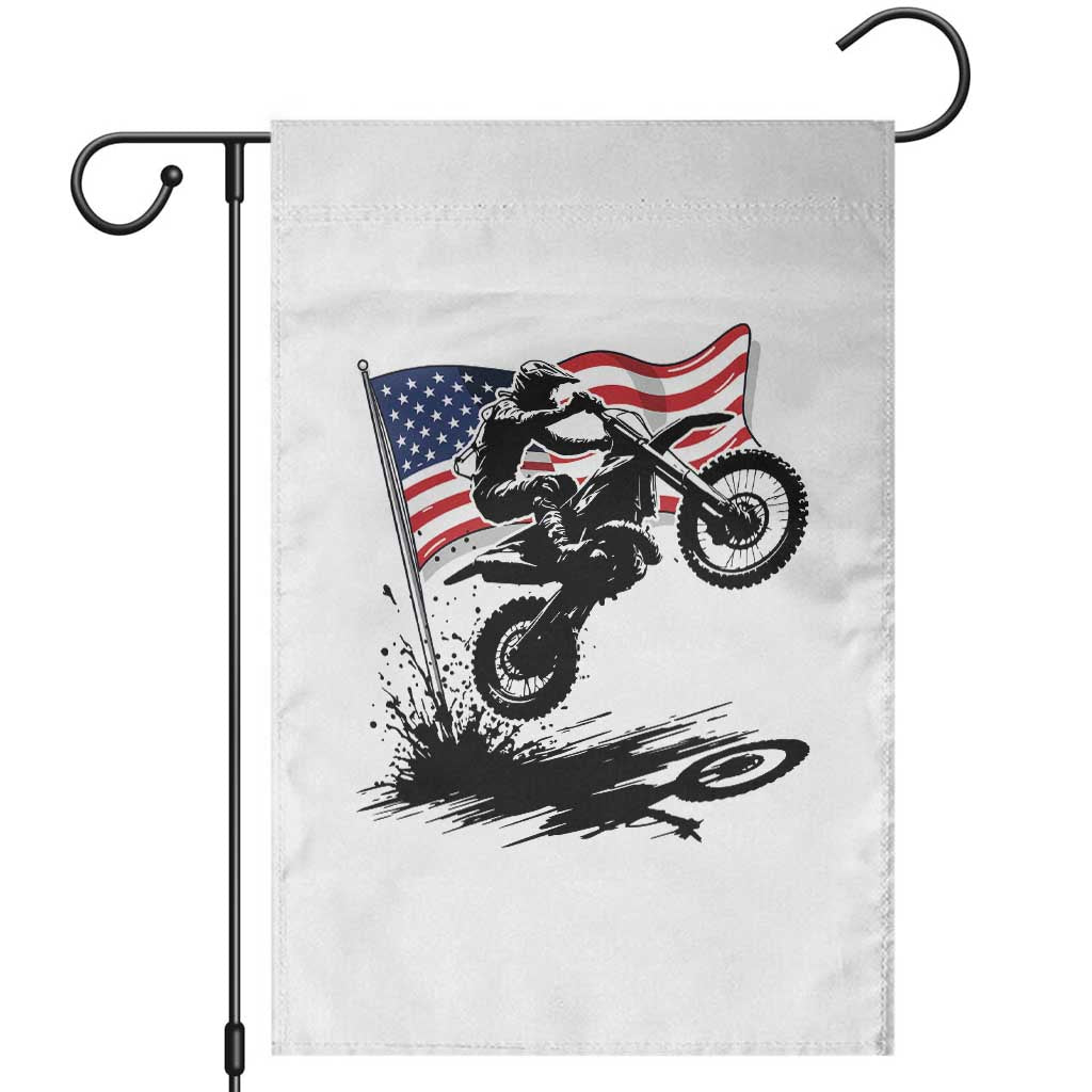 Dirt Bike American Flag Motocross Garden Flag TS14 White Print Your Wear