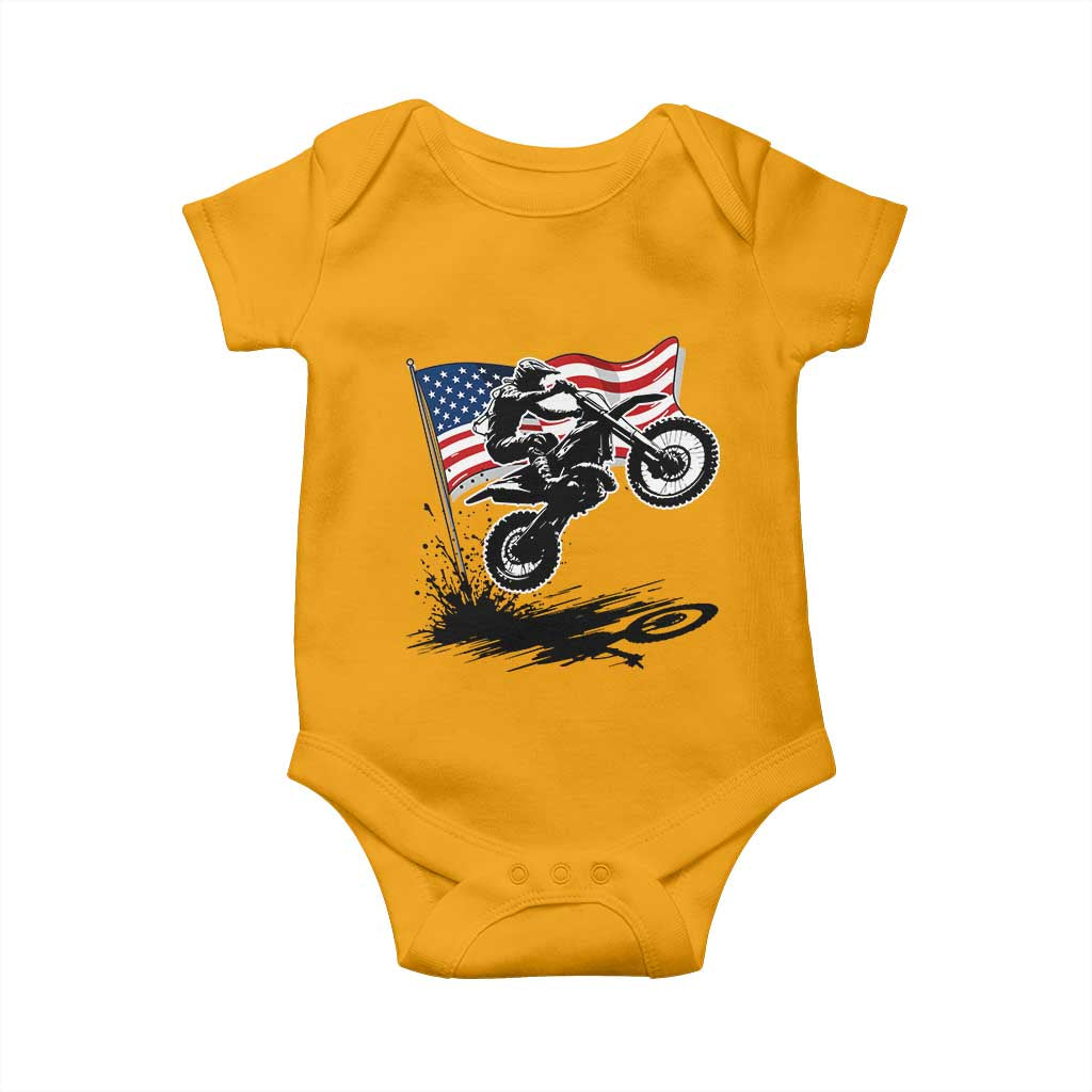 Dirt Bike American Flag Motocross Baby Onesie TS14 Gold Print Your Wear