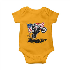Dirt Bike American Flag Motocross Baby Onesie TS14 Gold Print Your Wear