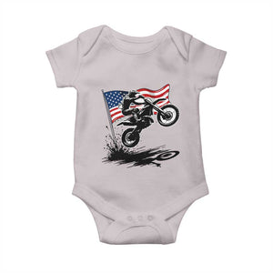 Dirt Bike American Flag Motocross Baby Onesie TS14 Ice Gray Print Your Wear
