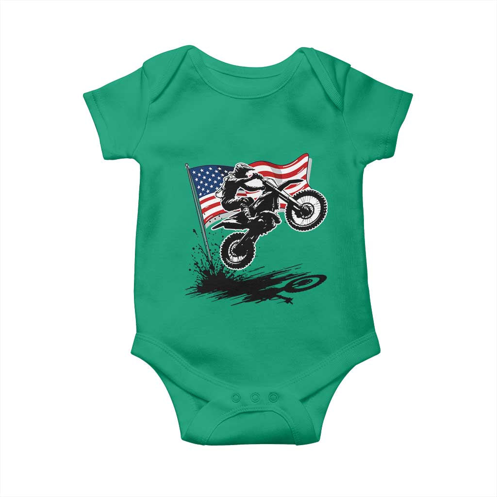 Dirt Bike American Flag Motocross Baby Onesie TS14 Irish Green Print Your Wear