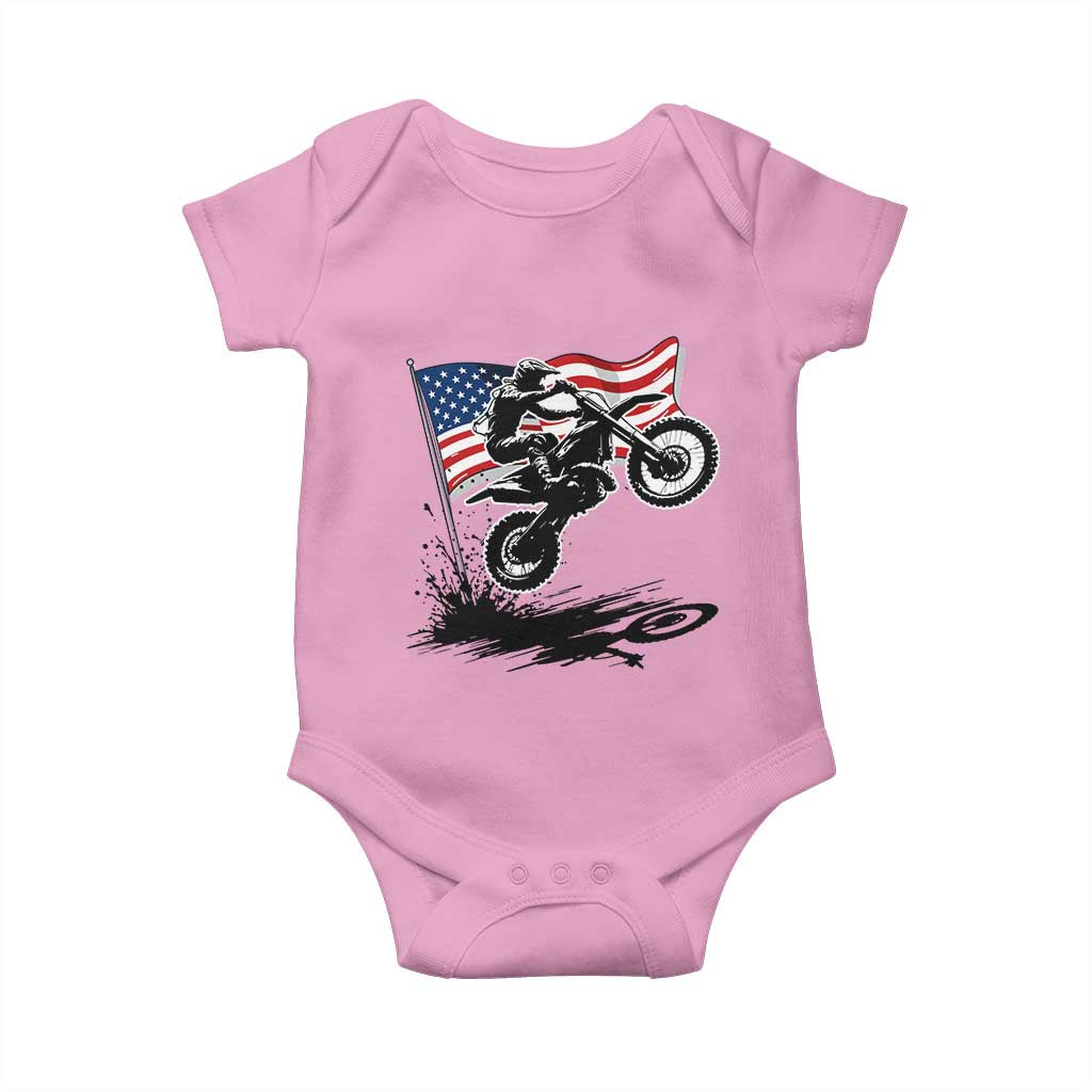 Dirt Bike American Flag Motocross Baby Onesie TS14 Light Pink Print Your Wear