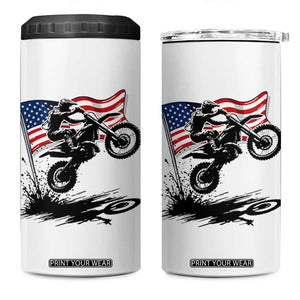 Dirt Bike American Flag Motocross 4 in 1 Can Cooler Tumbler TS14 One Size: 16 oz White Print Your Wear