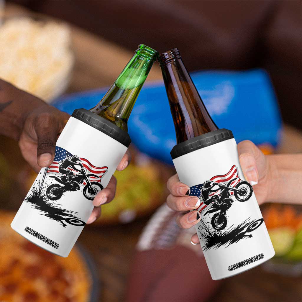 Dirt Bike American Flag Motocross 4 in 1 Can Cooler Tumbler TS14 Print Your Wear