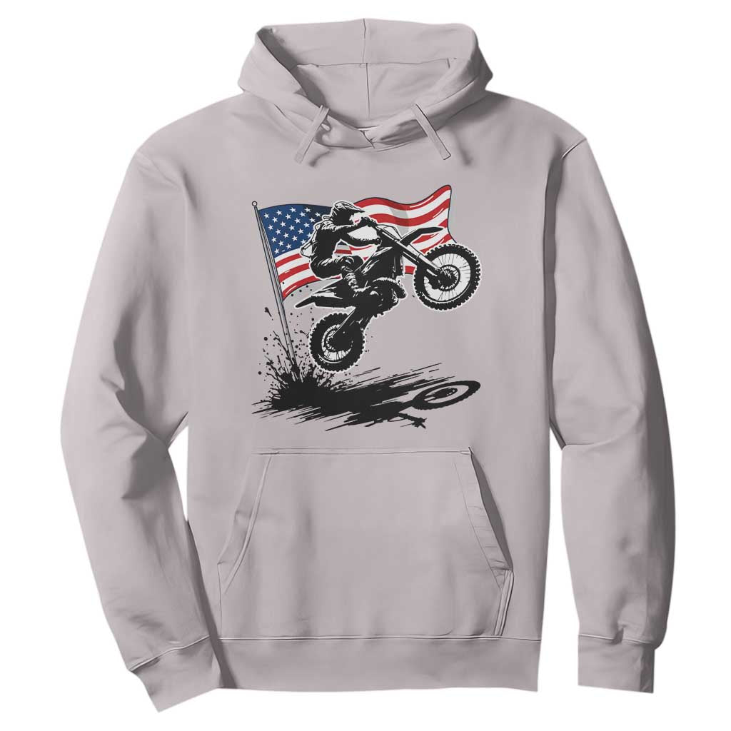 Dirt Bike American Flag Motocross Hoodie TS14 Ice Gray Print Your Wear