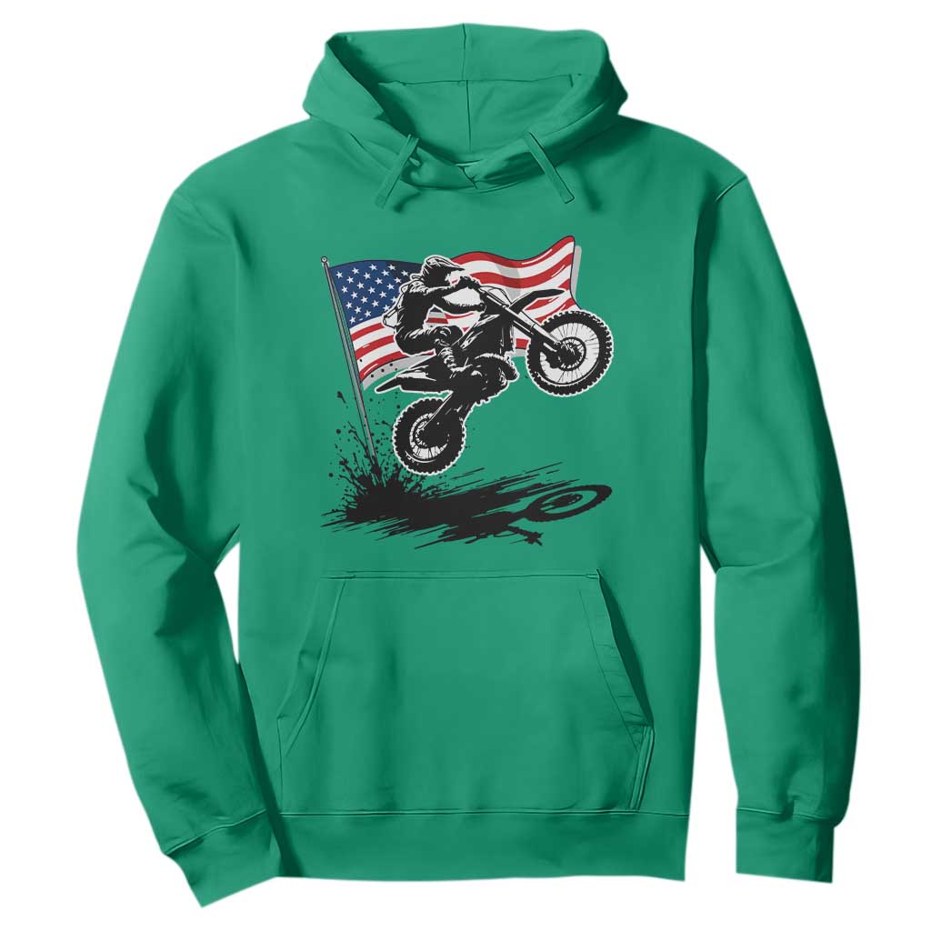 Dirt Bike American Flag Motocross Hoodie TS14 Irish Green Print Your Wear