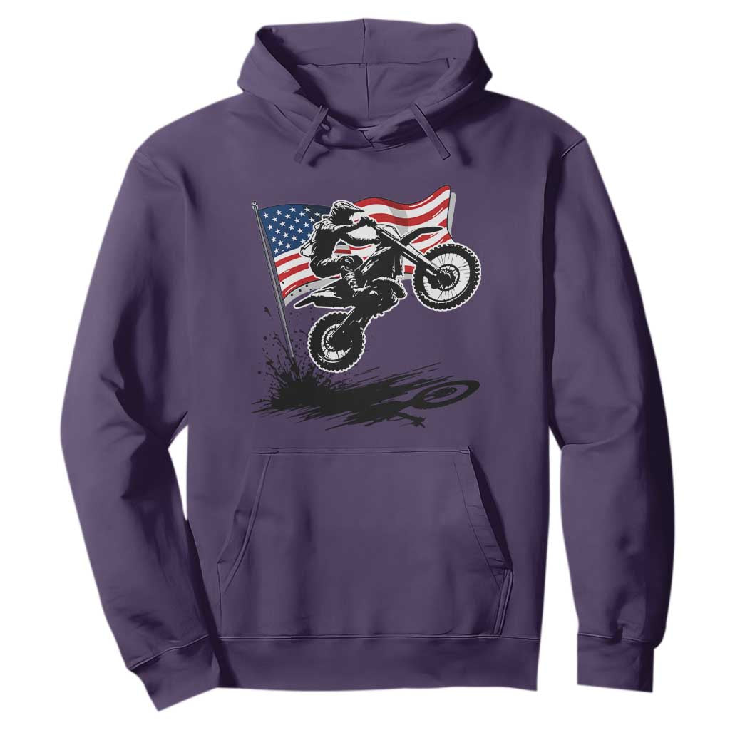 Dirt Bike American Flag Motocross Hoodie TS14 Purple Print Your Wear