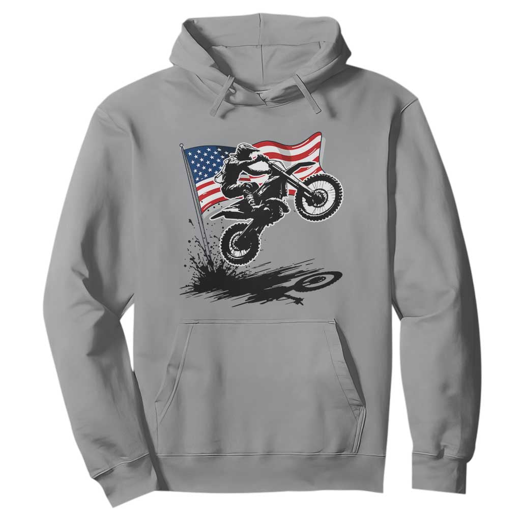 Dirt Bike American Flag Motocross Hoodie TS14 Sport Gray Print Your Wear