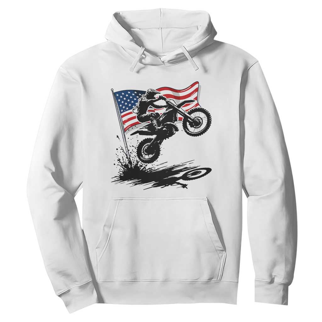 Dirt Bike American Flag Motocross Hoodie TS14 White Print Your Wear