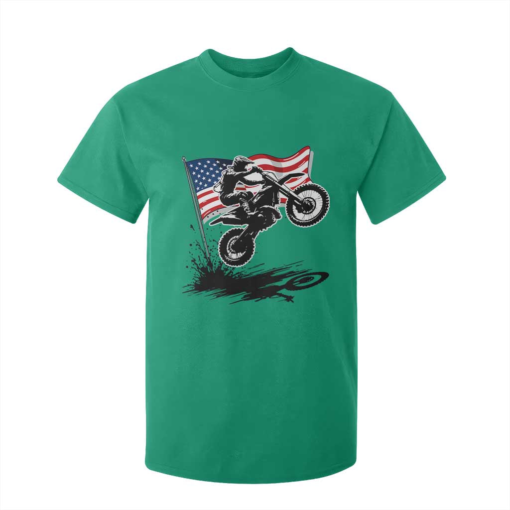Dirt Bike American Flag Motocross T Shirt For Kid TS14 Irish Green Print Your Wear